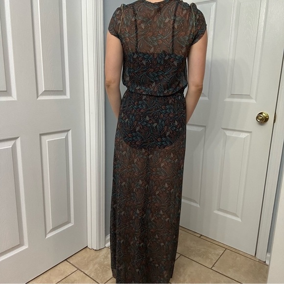 Maaji Coverup Dress Sheer Long Mesh Embroidered Boho Beach Vacation Size Medium - Picture 2 of 6